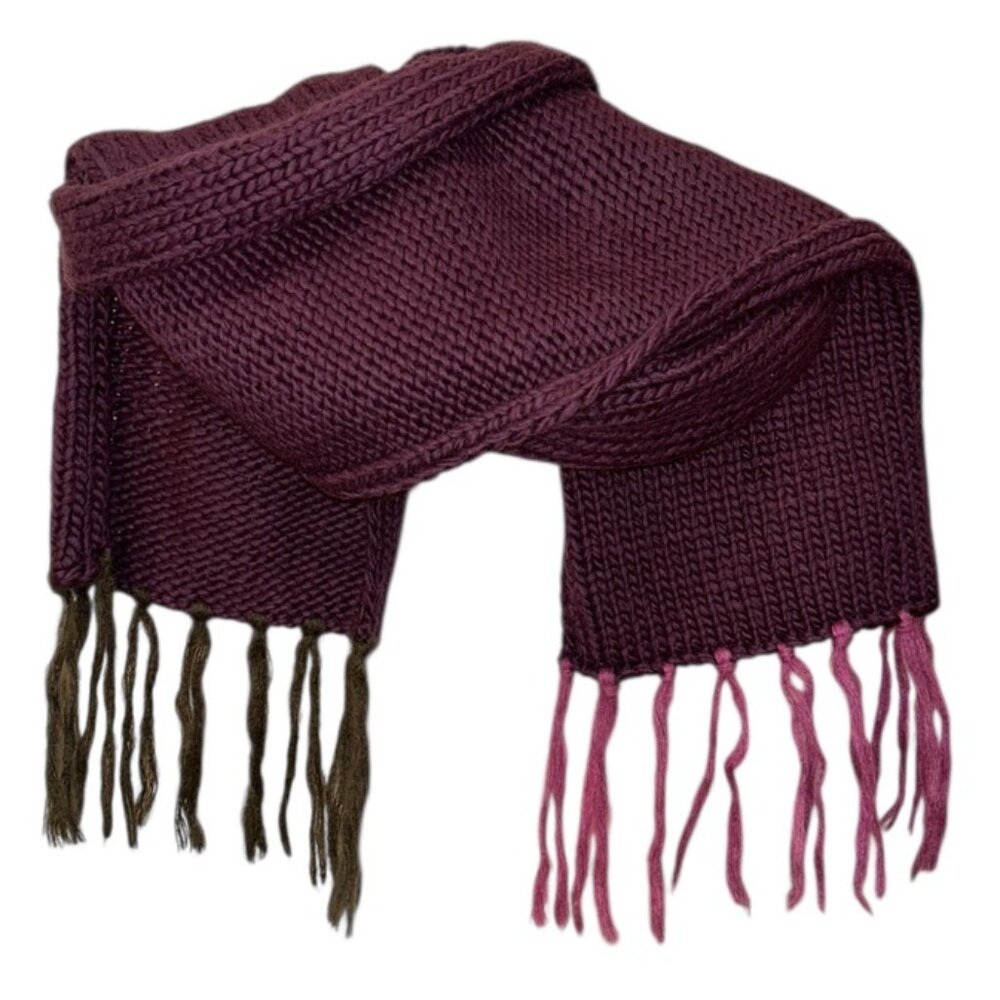 GAP Plum purple two different color fringe trim long scarf FABULOUS